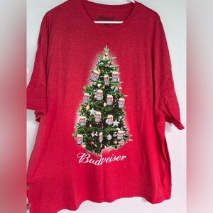 Budweiser Festive Red Tee with Christmas‎ Tree Design 3XL